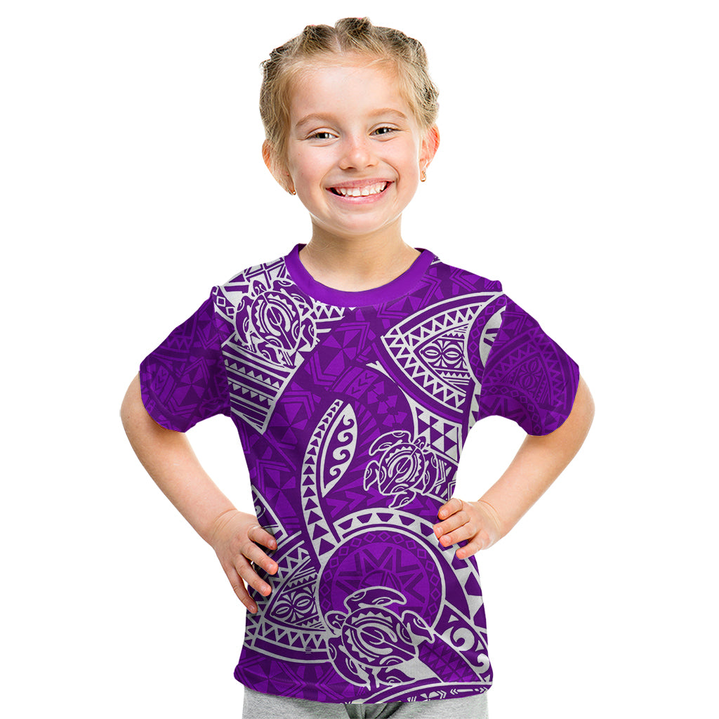 Polynesian Pride Hawaii Kid T Shirt Hawaiian Tribal Honu Purple Version LT14 Purple - Polynesian Pride