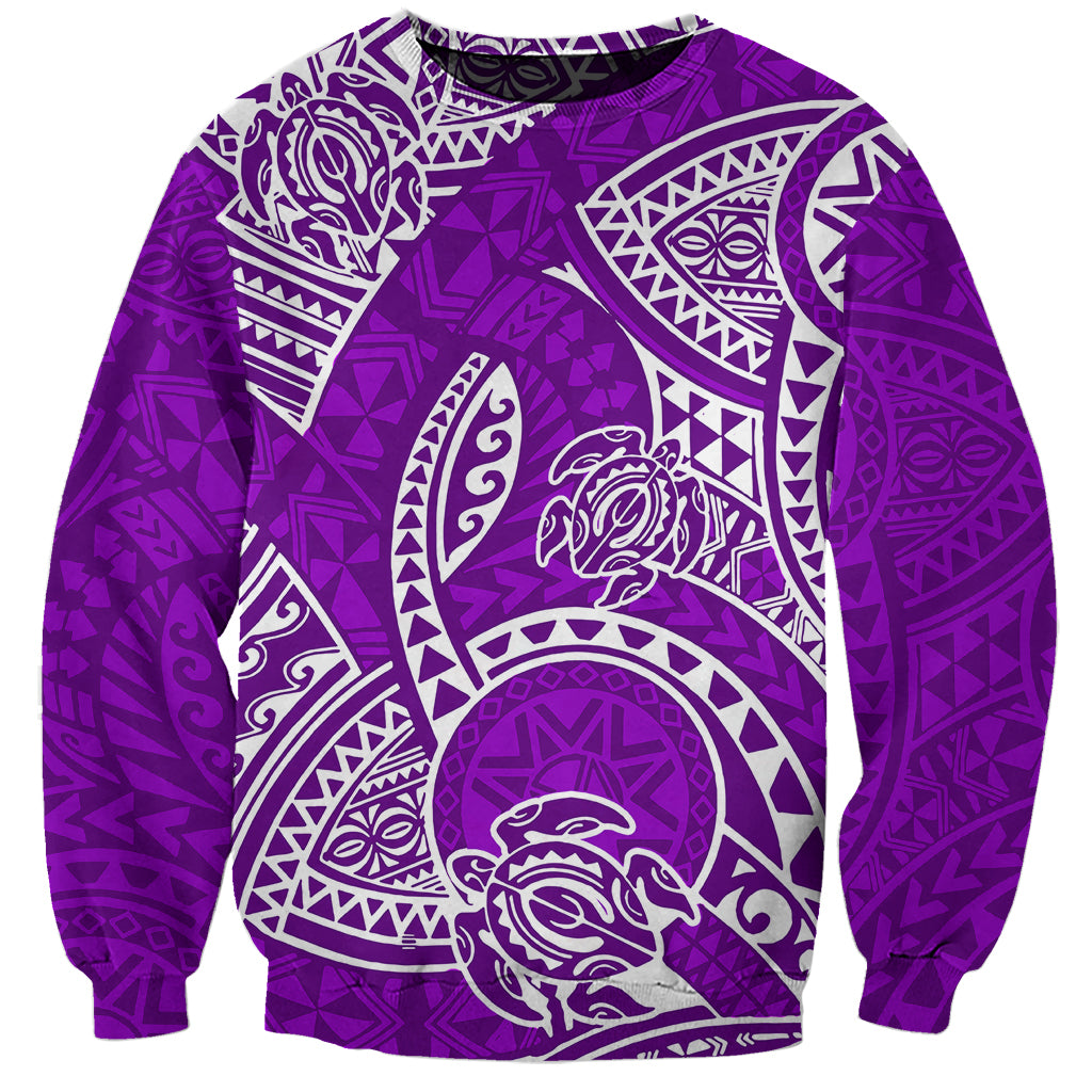 Polynesian Pride Hawaii Sweatshirt Hawaiian Tribal Honu Purple Version LT14 Unisex Purple - Polynesian Pride