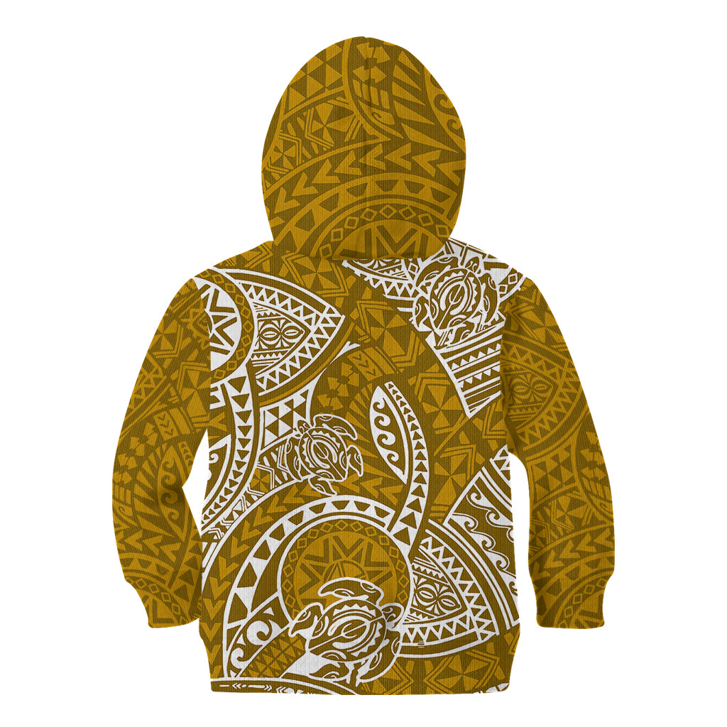 Polynesian Pride Hawaii Kid Hoodie Hawaiian Tribal Honu Gold Version LT14 - Polynesian Pride