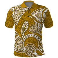 Polynesian Pride Hawaii Polo Shirt Hawaiian Tribal Honu Gold Version LT14 Gold - Polynesian Pride