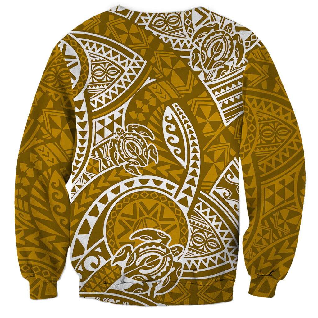 Polynesian Pride Hawaii Sweatshirt Hawaiian Tribal Honu Gold Version LT14 - Polynesian Pride