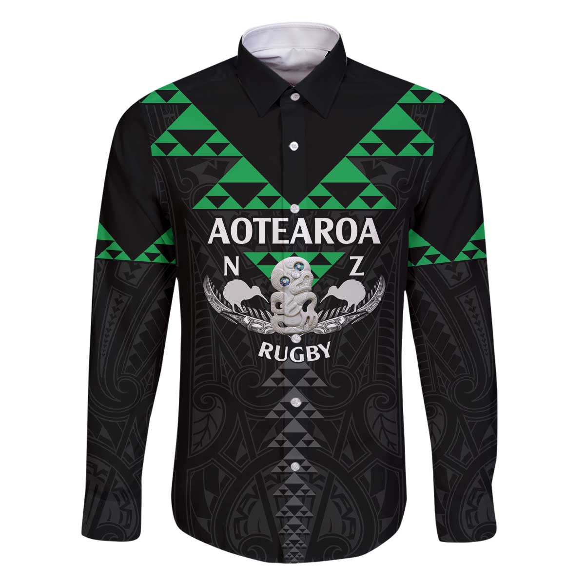 Personalised Aotearoa Rugby Family Matching Off The Shoulder Long Sleeve Dress and Hawaiian Shirt New Zealand Maori Kete Matauranga Pattern