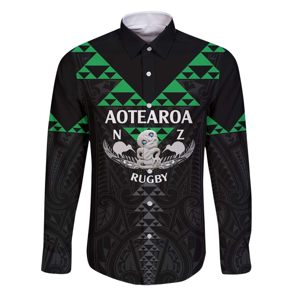 Personalised Aotearoa Rugby Family Matching Off Shoulder Maxi Dress and Hawaiian Shirt New Zealand Maori Kete Matauranga Pattern
