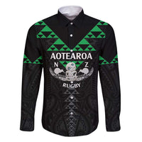 Personalised Aotearoa Rugby Family Matching Off Shoulder Maxi Dress and Hawaiian Shirt New Zealand Maori Kete Matauranga Pattern