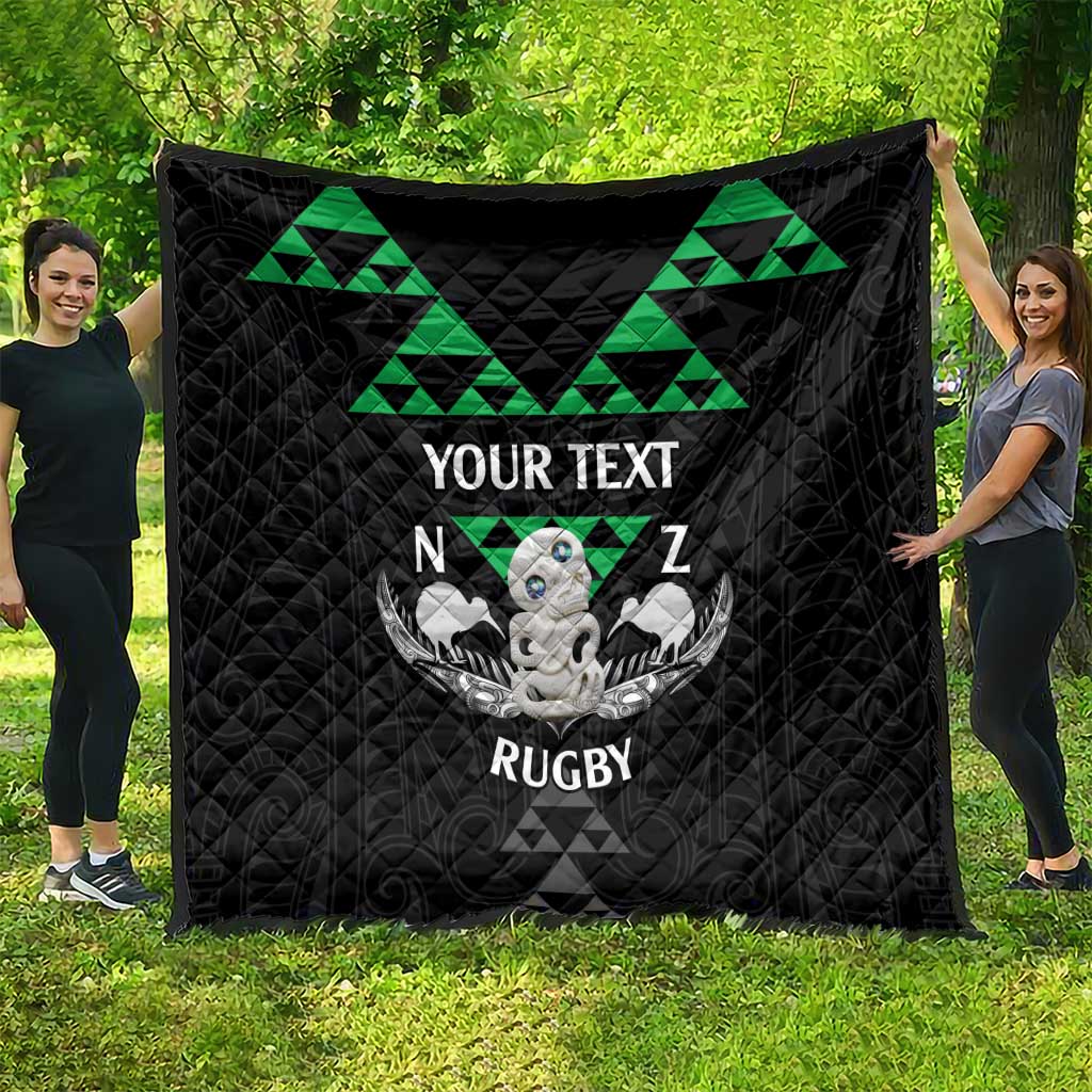 Personalised Aotearoa Rugby Quilt New Zealand Maori Kete Matauranga Pattern