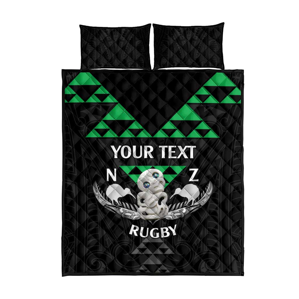 Personalised Aotearoa Rugby Quilt Bed Set New Zealand Maori Kete Matauranga Pattern