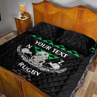Personalised Aotearoa Rugby Quilt Bed Set New Zealand Maori Kete Matauranga Pattern