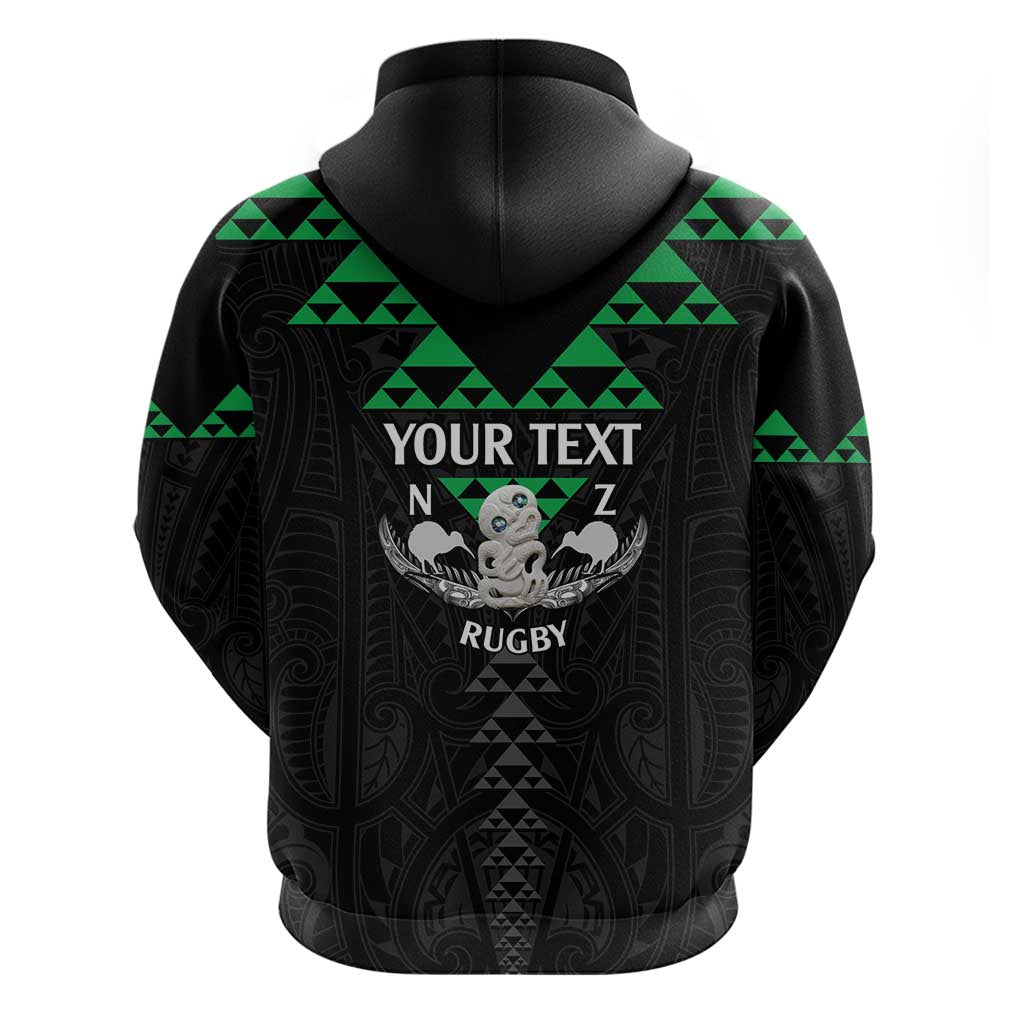 Personalised Aotearoa Rugby Zip Hoodie New Zealand Maori Kete Matauranga Pattern