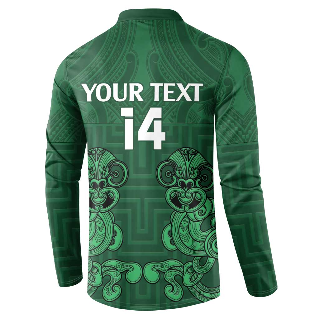 Custom Aotearoa Rugby Button Sweatshirt New Zealand Maori Kete Poutama Pattern LT14 - Polynesian Pride