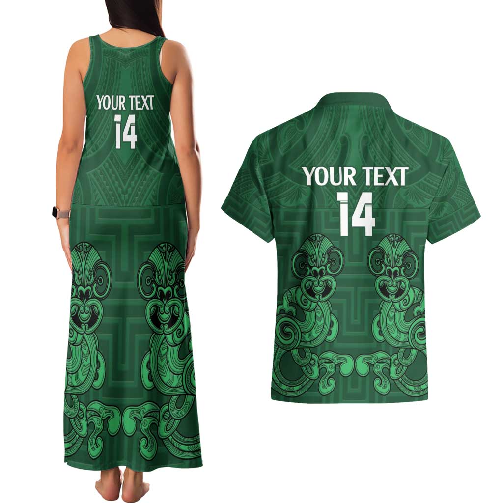 Custom Aotearoa Rugby Couples Matching Tank Maxi Dress and Hawaiian Shirt New Zealand Maori Kete Poutama Pattern LT14 - Polynesian Pride