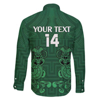 Custom Aotearoa Rugby Family Matching Off The Shoulder Long Sleeve Dress and Hawaiian Shirt New Zealand Maori Kete Poutama Pattern