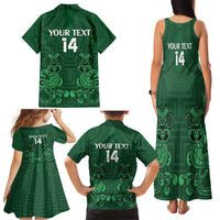 Custom Aotearoa Rugby Family Matching Tank Maxi Dress and Hawaiian Shirt New Zealand Maori Kete Poutama Pattern LT14 - Polynesian Pride