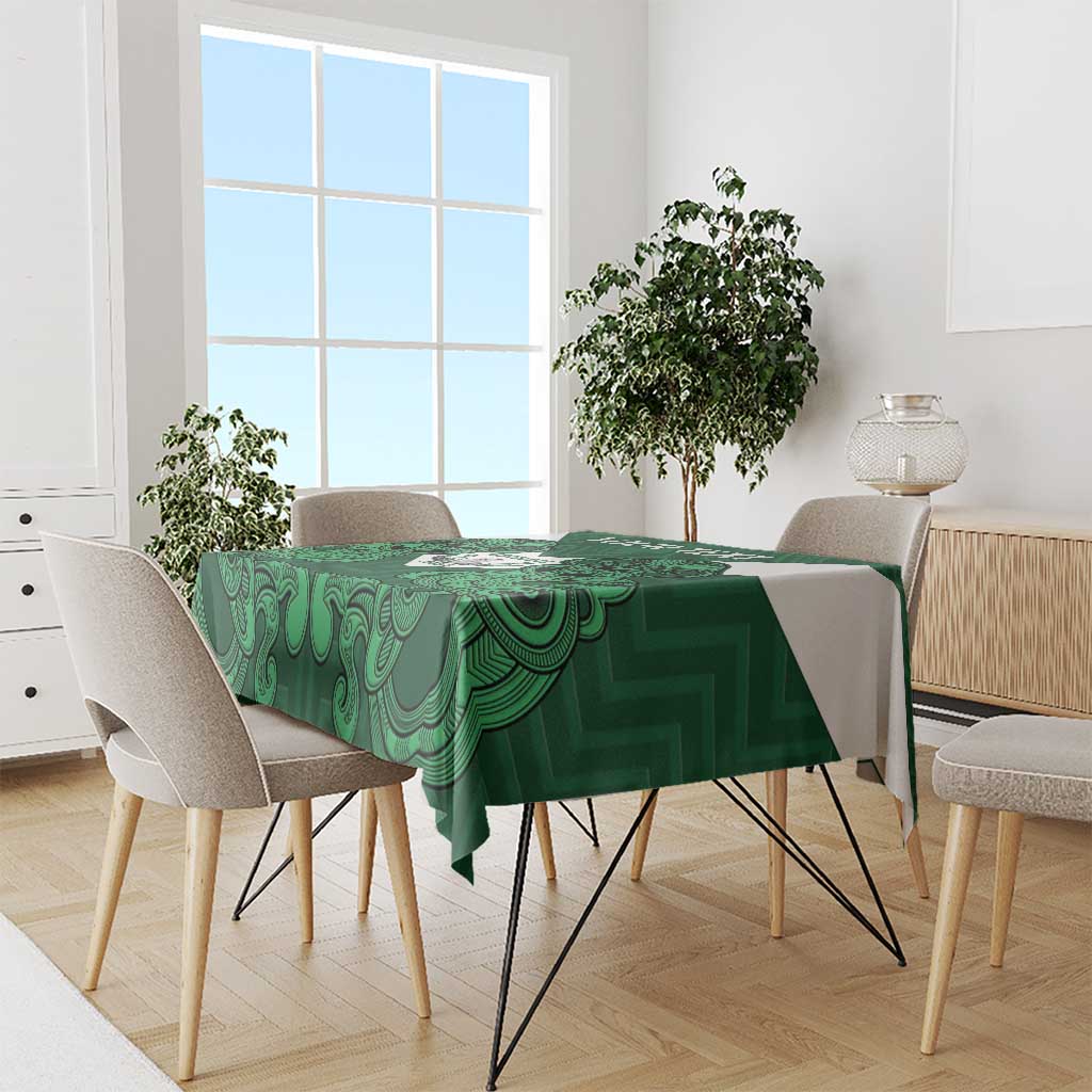 Custom Aotearoa Rugby Tablecloth New Zealand Maori Kete Poutama Pattern
