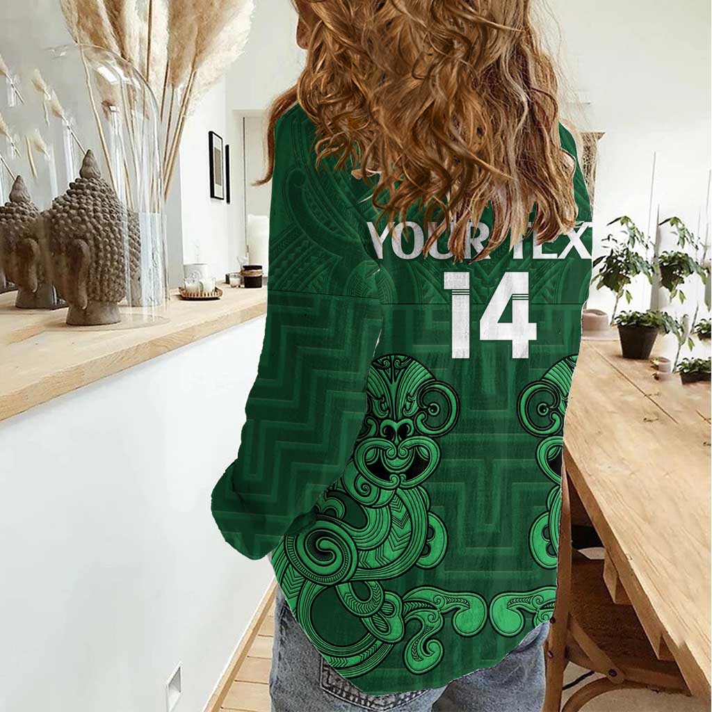 Custom Aotearoa Rugby Women Casual Shirt New Zealand Maori Kete Poutama Pattern LT14 - Polynesian Pride