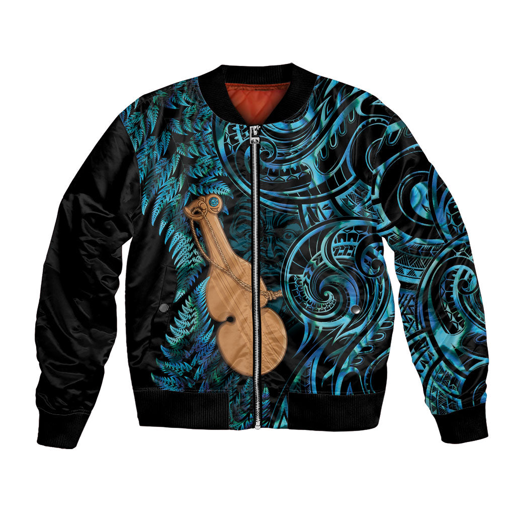 Kotiate New Zealand Bomber Jacket Maori Weapon Paua Shell Haka Fern LT14 Unisex Turquoise - Polynesian Pride