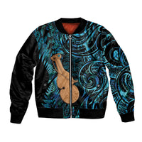 Kotiate New Zealand Bomber Jacket Maori Weapon Paua Shell Haka Fern