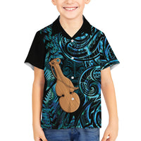 Kotiate New Zealand Family Matching Off The Shoulder Long Sleeve Dress and Hawaiian Shirt Maori Weapon Paua Shell Haka Fern LT14 Son's Shirt Turquoise - Polynesian Pride