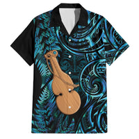 Kotiate New Zealand Family Matching Off Shoulder Short Dress and Hawaiian Shirt Maori Weapon Paua Shell Haka Fern LT14 Dad's Shirt - Short Sleeve Turquoise - Polynesian Pride