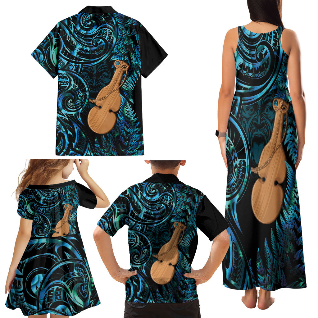 Kotiate New Zealand Family Matching Tank Maxi Dress and Hawaiian Shirt Maori Weapon Paua Shell Haka Fern LT14 - Polynesian Pride