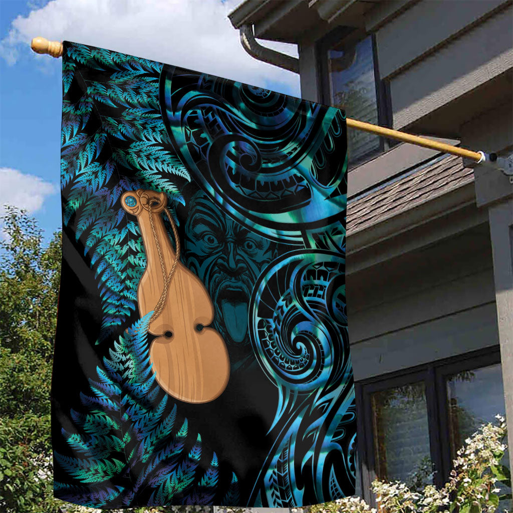 Kotiate New Zealand Garden Flag Maori Weapon Paua Shell Haka Fern