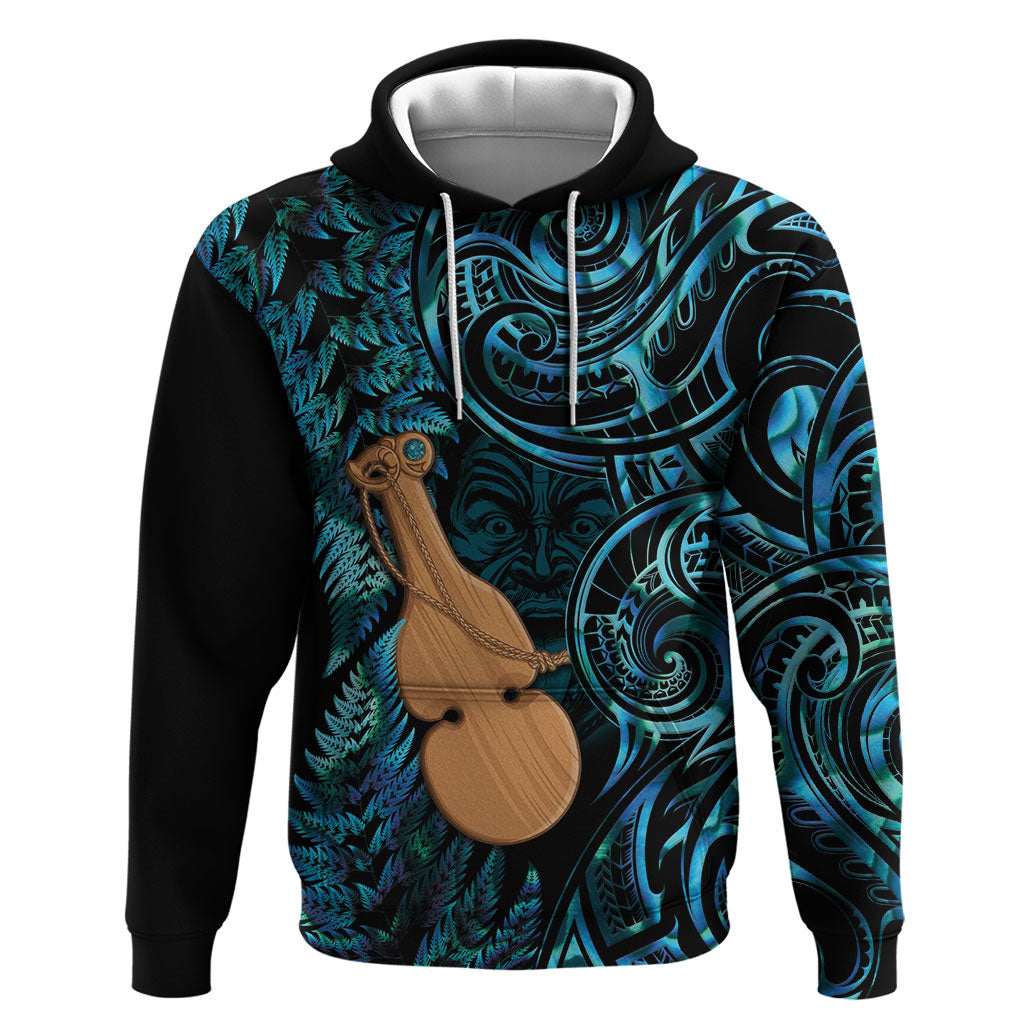 Kotiate New Zealand Hoodie Maori Weapon Paua Shell Haka Fern LT14 Pullover Hoodie Turquoise - Polynesian Pride