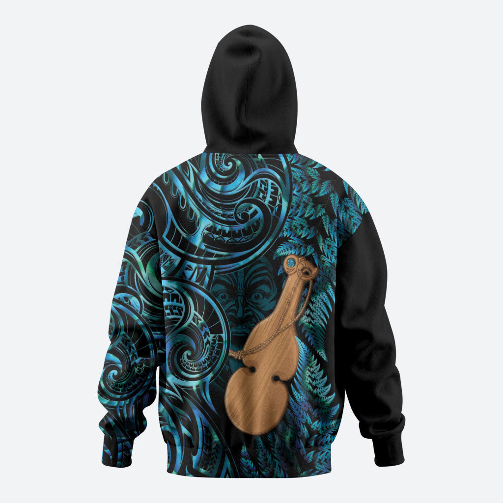 Kotiate New Zealand Hoodie Maori Weapon Paua Shell Haka Fern
