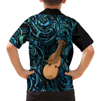 Kotiate New Zealand Kid Hawaiian Shirt Maori Weapon Paua Shell Haka Fern