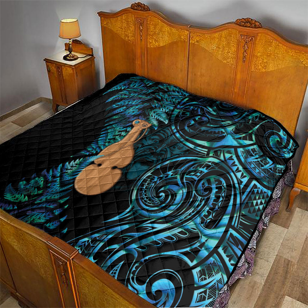 Kotiate New Zealand Quilt Maori Weapon Paua Shell Haka Fern