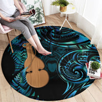 Kotiate New Zealand Round Carpet Maori Weapon Paua Shell Haka Fern