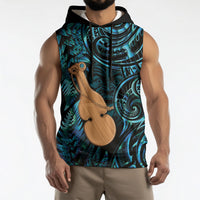 Kotiate New Zealand Sleeveless Hoodie Maori Weapon Paua Shell Haka Fern
