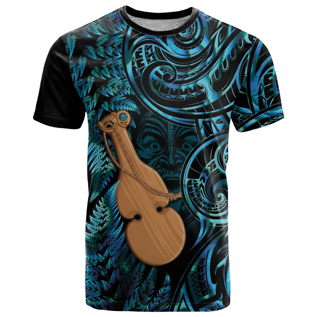 Kotiate New Zealand T Shirt Maori Weapon Paua Shell Haka Fern