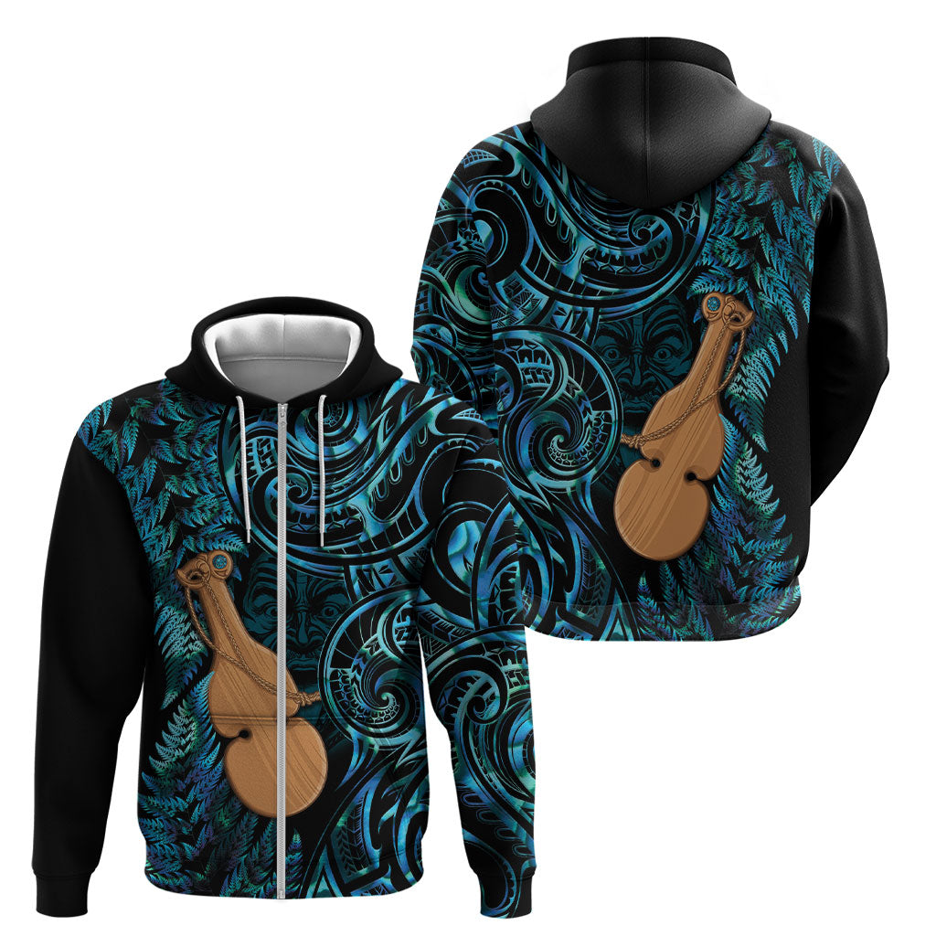 Kotiate New Zealand Zip Hoodie Maori Weapon Paua Shell Haka Fern