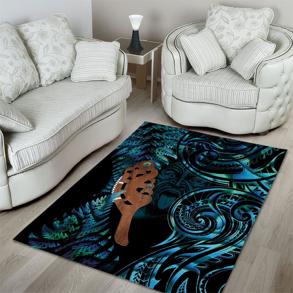 Maripi New Zealand Area Rug Maori Weapon Paua Shell Haka Fern