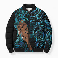 Maripi New Zealand Bomber Puffer Jacket Maori Weapon Paua Shell Haka Fern