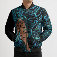 Maripi New Zealand Bomber Puffer Jacket Maori Weapon Paua Shell Haka Fern