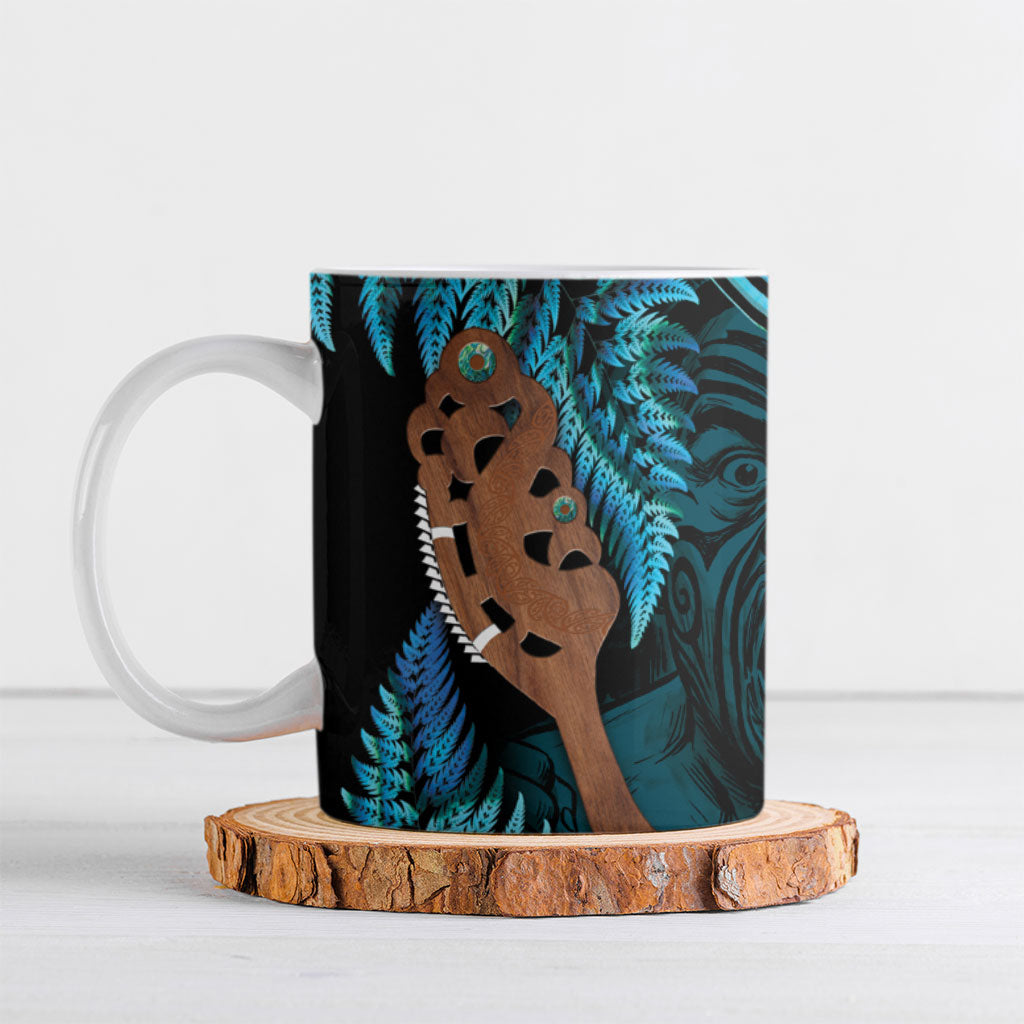 Maripi New Zealand Ceramic Mug Maori Weapon Paua Shell Haka Fern