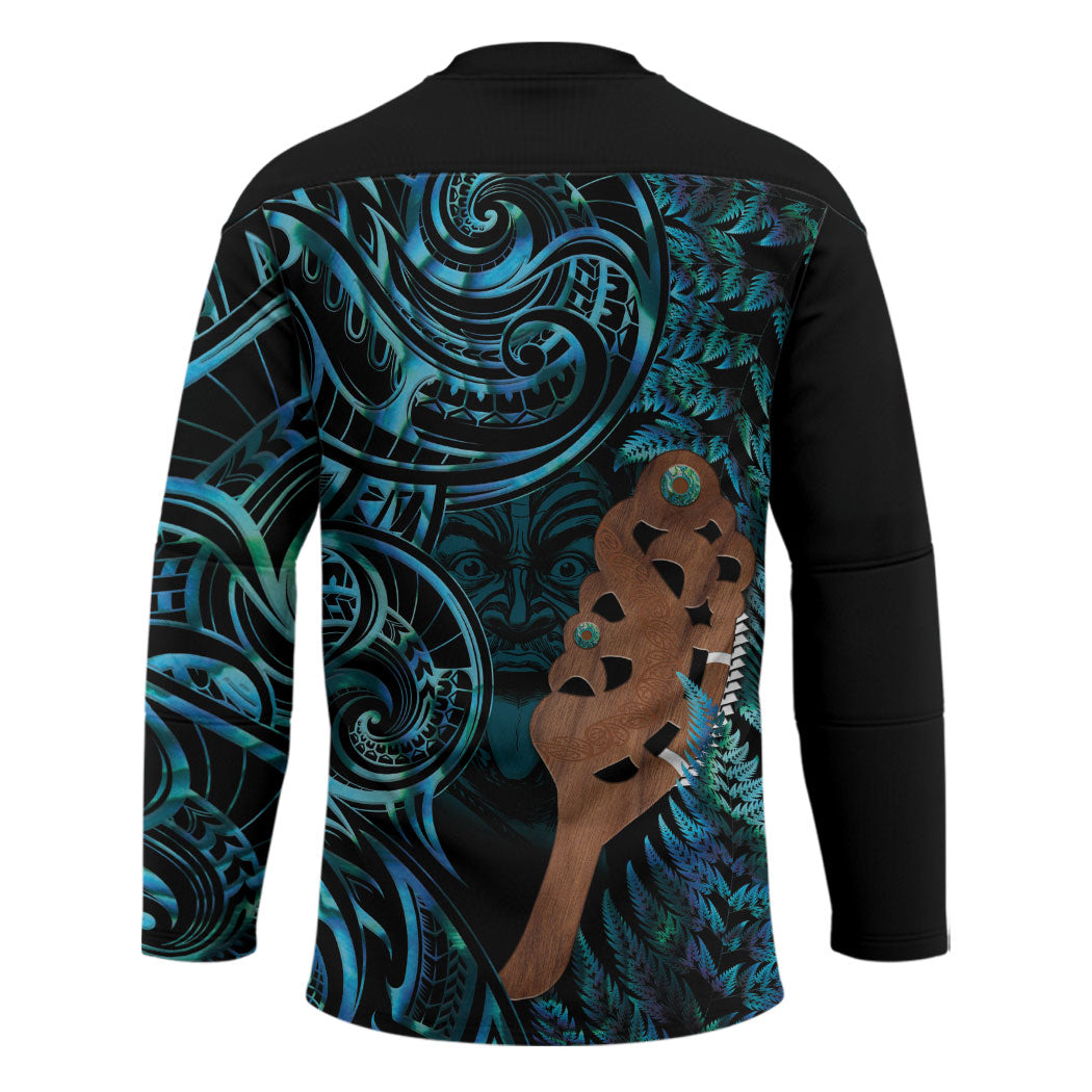 Maripi New Zealand Hockey Jersey Maori Weapon Paua Shell Haka Fern