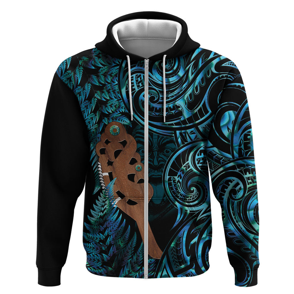 Maripi New Zealand Hoodie Maori Weapon Paua Shell Haka Fern