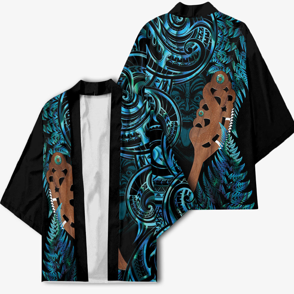 Maripi New Zealand Kimono Maori Weapon Paua Shell Haka Fern