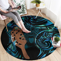 Maripi New Zealand Round Carpet Maori Weapon Paua Shell Haka Fern