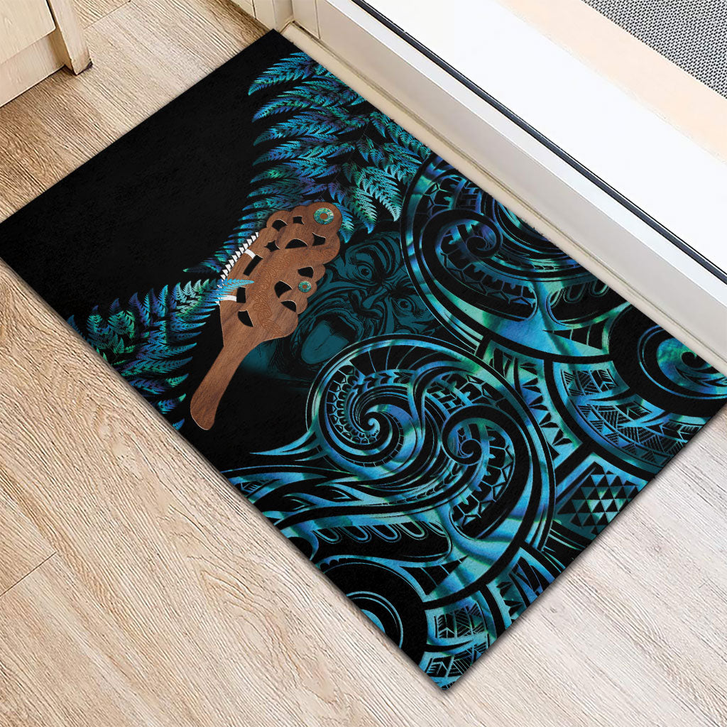 Maripi New Zealand Rubber Doormat Maori Weapon Paua Shell Haka Fern