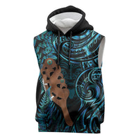 Maripi New Zealand Sleeveless Hoodie Maori Weapon Paua Shell Haka Fern