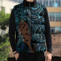 Maripi New Zealand Sleeveless Puffer Jacket Maori Weapon Paua Shell Haka Fern
