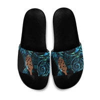 Maripi New Zealand Slide Sandals Maori Weapon Paua Shell Haka Fern