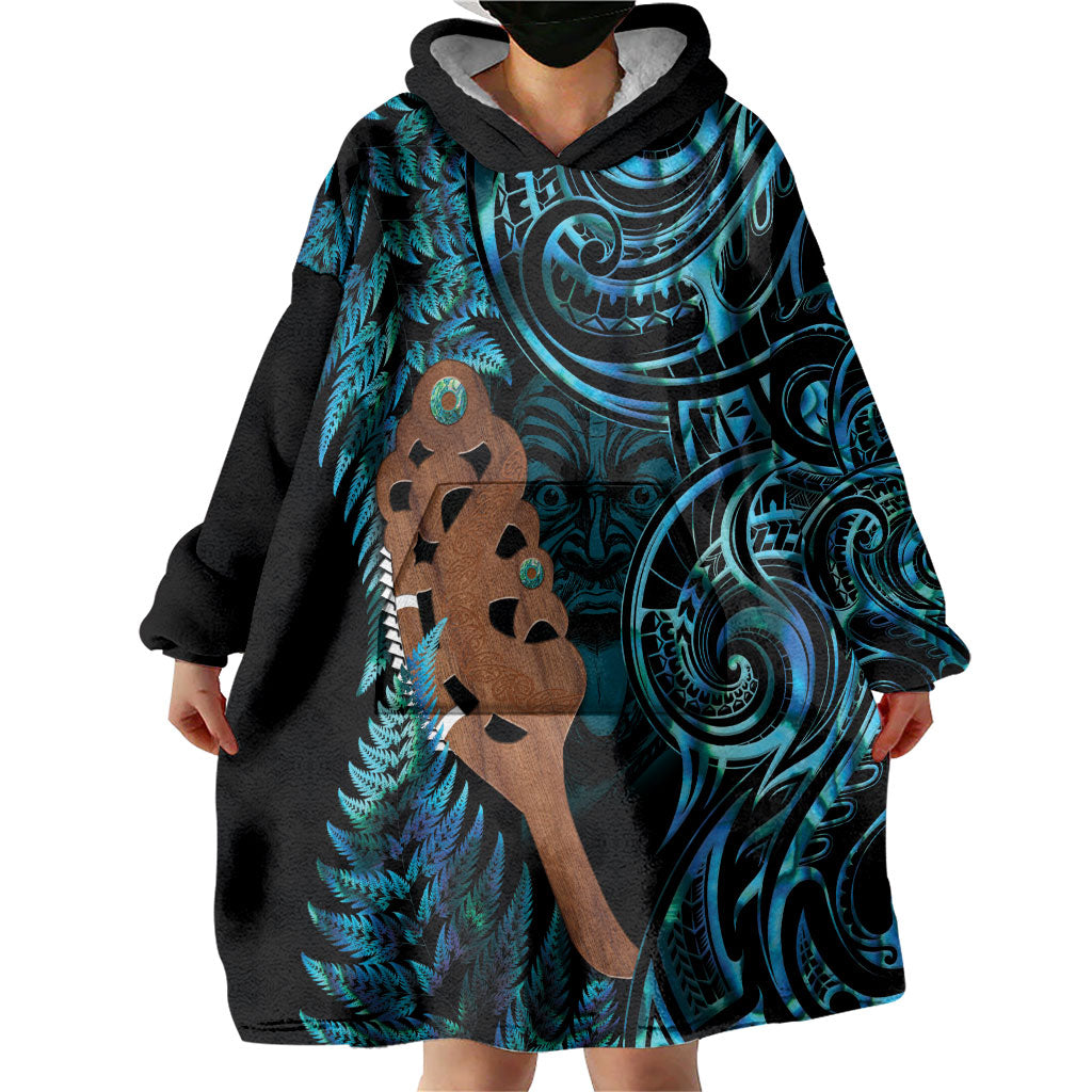 Maripi New Zealand Wearable Blanket Hoodie Maori Weapon Paua Shell Haka Fern LT14 - Polynesian Pride