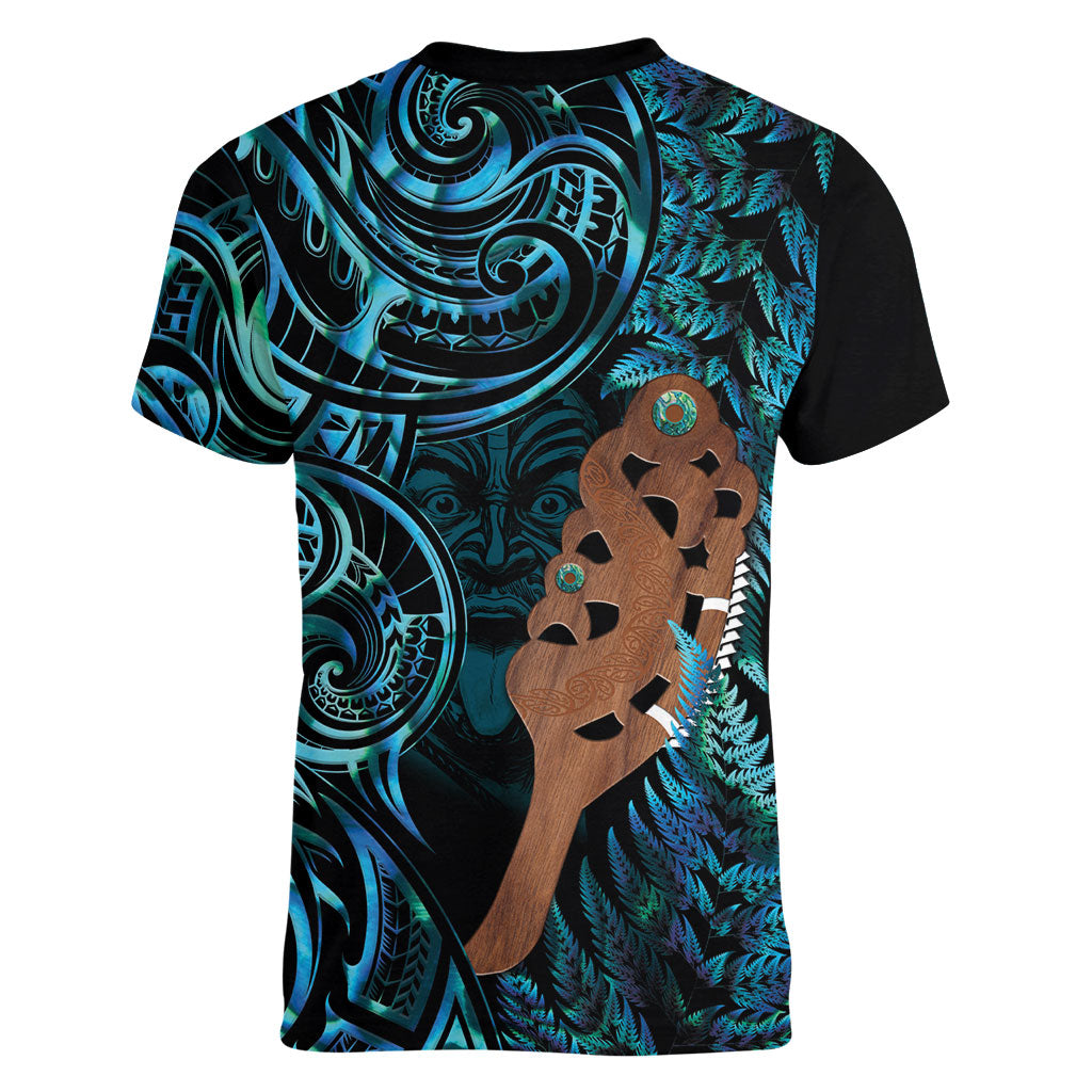 Maripi New Zealand Women V-Neck T-Shirt Maori Weapon Paua Shell Haka Fern LT14 - Polynesian Pride