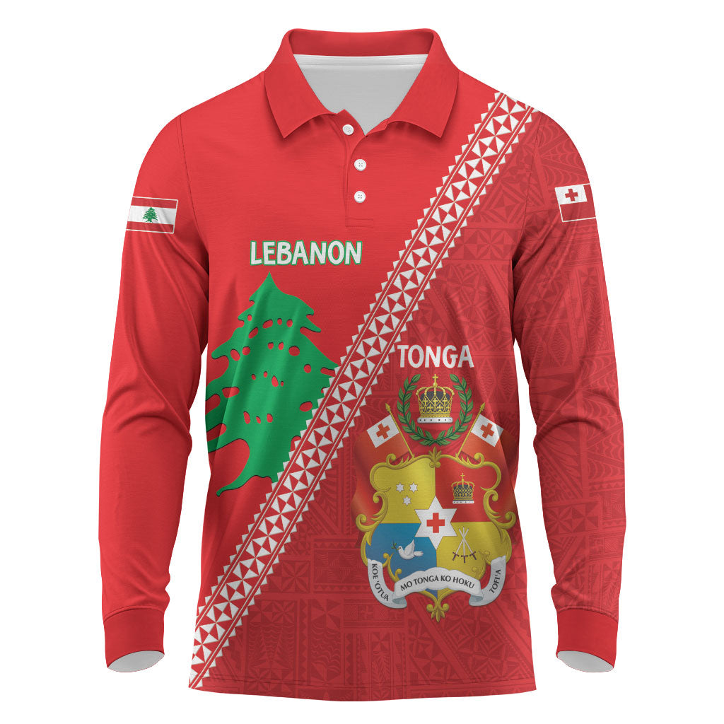 Tonga And Lebanon Long Sleeve Polo Shirt 2026 Together Half Style