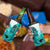 Hawaii 4 in 1 Can Cooler Tumbler Polynesian Shark Tattoo With Plumeria Turquoise Gradient