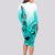 Hawaii Long Sleeve Bodycon Dress Polynesian Shark Tattoo With Plumeria Turquoise Gradient LT14 - Polynesian Pride