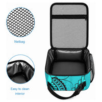 Hawaii Lunch Bag Polynesian Shark Tattoo With Plumeria Turquoise Gradient LT14 - Polynesian Pride